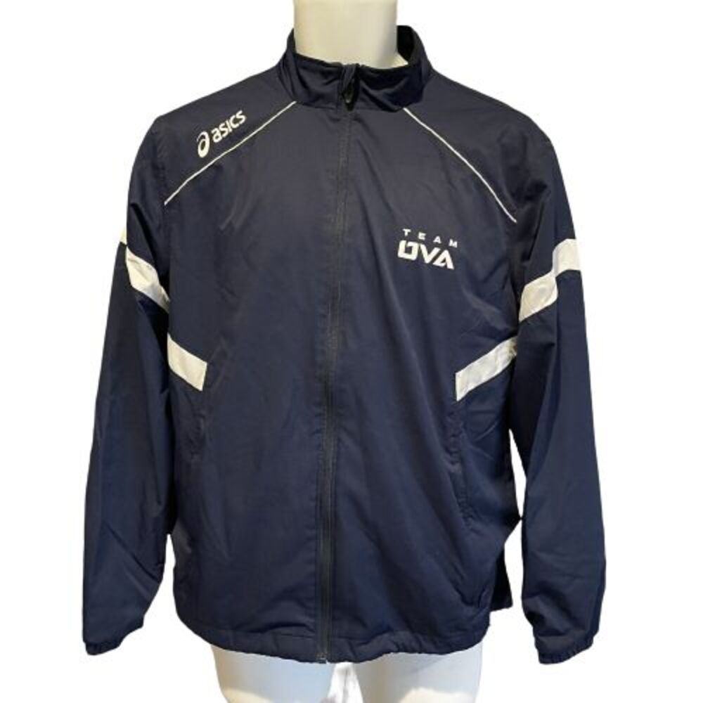 ASICS Men's S Small Navy Warm Up Jacket with "TEAM OVA" Logo